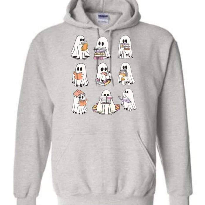 Hoodie Ghost Books Cute Womens Halloween Shirt Unisex Sizing Top Womenswear