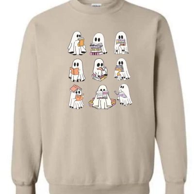 Sweater Ghost Books Cute Womens Halloween Shirt Unisex Sizing Top Womenswear