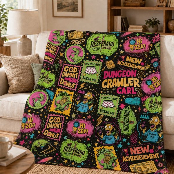 Dungeon Crawler Carl Throw Blankets, LitRPG Book Art Throw