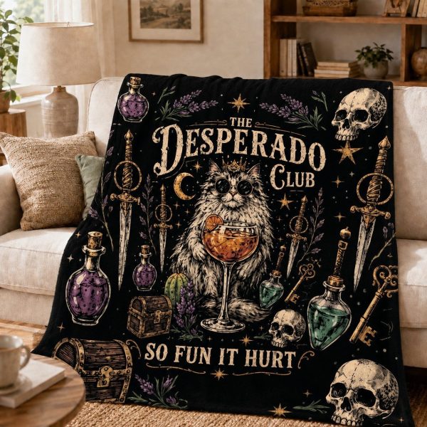 The Desperado Club Throw Blankets, Custom Fleece Throw