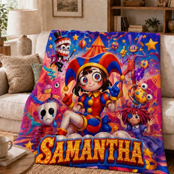 Digital Circus Throw Blankets, Custom Cartoon Graphic Throw