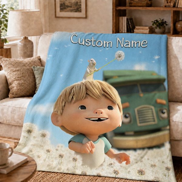 Throw Blankets with Trach Truck, Personalized Boy Keepsake Gift