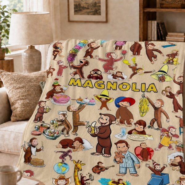 Curious George Throw Blankets, Personalized Magnolia Name Art Throw