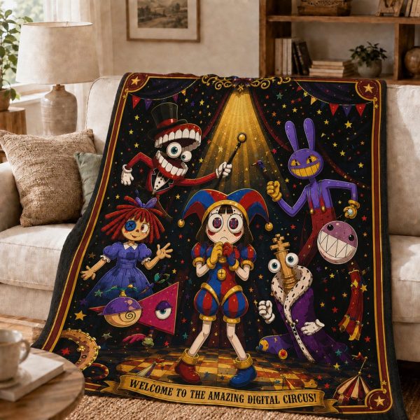 The Amazing Digital Circus Throw Blankets, Animated Cartoon Art Throw