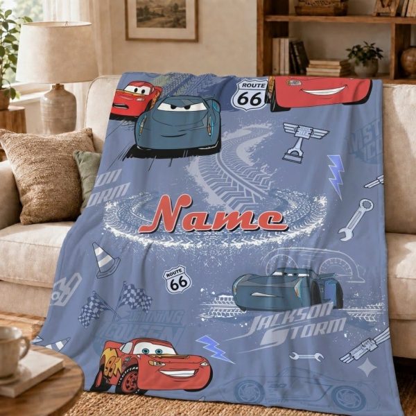 Throw Blankets for Cars Fans, Personalized Lightning McQueen Gift