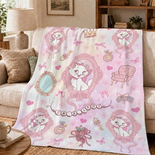 The Aristocats Throw Blankets, Marie Pink Aesthetic Art Throw