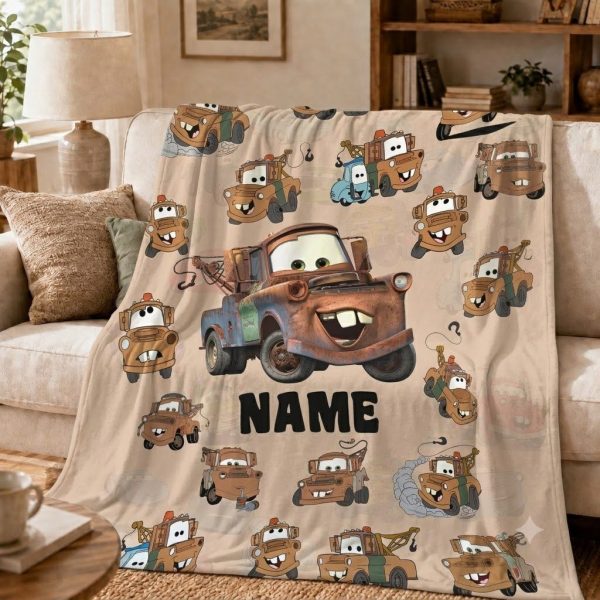 Custom Name Tow Mater Throw Blankets, Disneyland Cars Art Throw