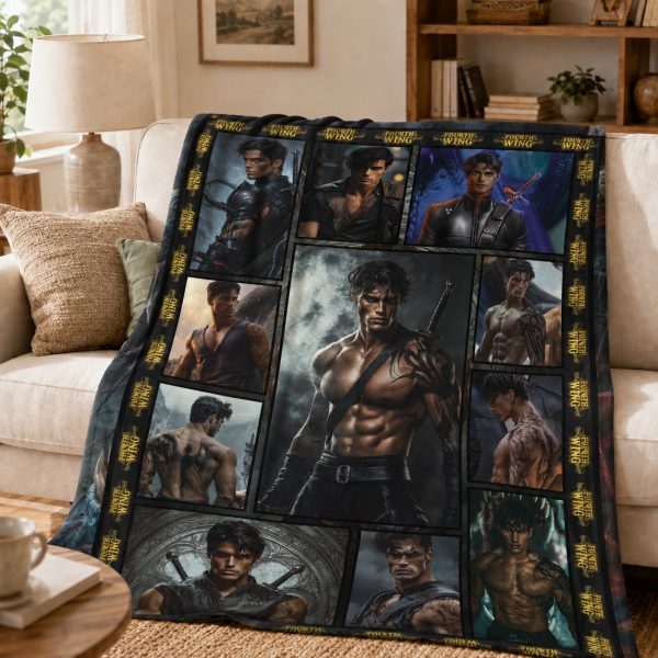 Xaden Riorson Throw Blankets, Fourth Wing Fantasy Art Throw