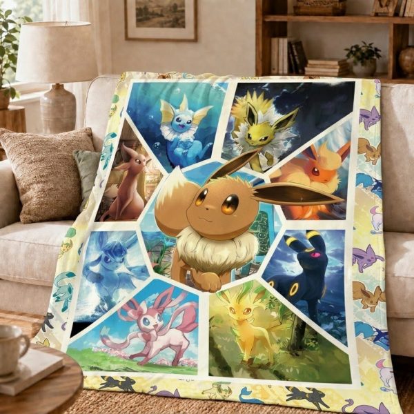 Throw Blankets for Eevee Fans, Eeveelutions Keepsake Gift