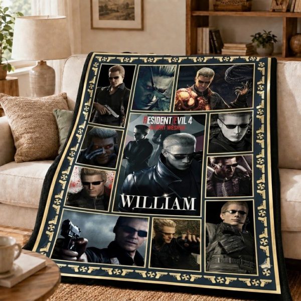 Custom Name Resident Evil Throw Blankets, Albert Wesker Art Throw