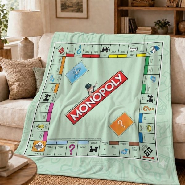 Monopoly Board Game Throw Blankets, Classic Tabletop Art Throw