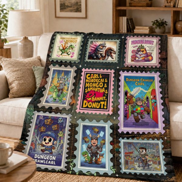 Dungeon Crawler Carl Throw Blankets, Stamp Art Graphic Throw