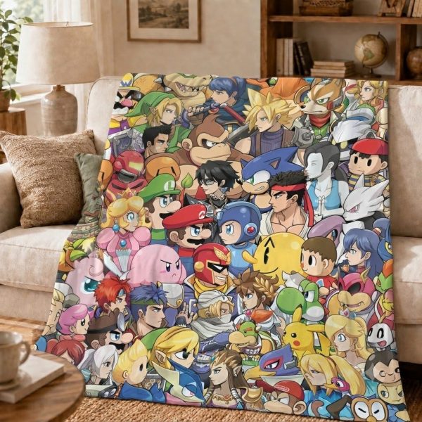 Super Smash Bros. Throw Blankets, Retro Gamer Keepsake Gift