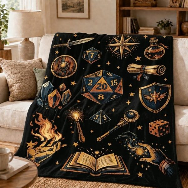 Dungeons & Dragons Throw Blankets, Fantasy Game Room Cozy Decor