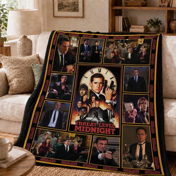 Threat Level Midnight Throw Blankets, The Office Parody Movie Art Throw