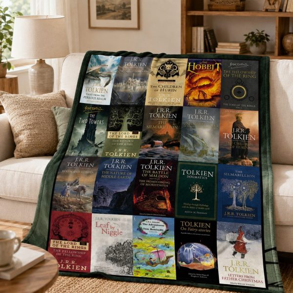 J.R.R. Tolkien Book Cover Throw Blankets, Custom Literary Graphic Throw