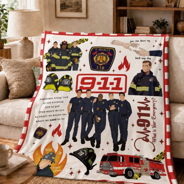 Throw Blanket for 9-1-1 TV Series Fans, Firefighter Keepsake Gift