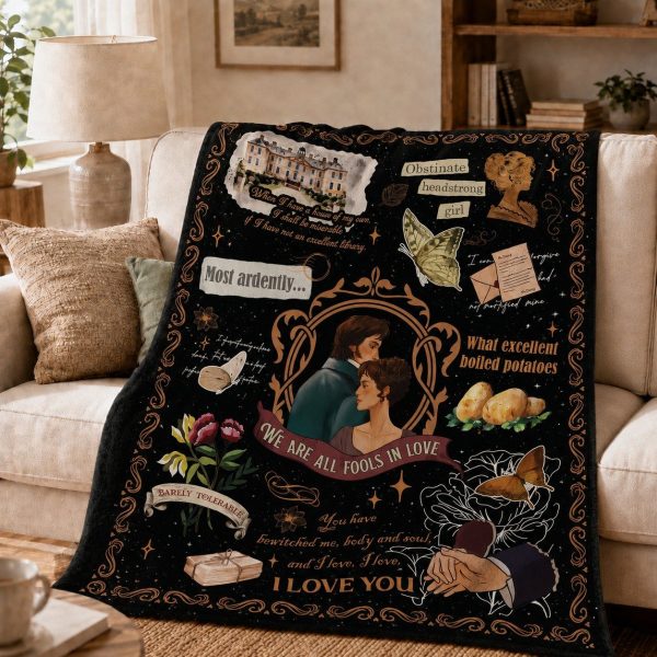 Pride and Prejudice Throw Blankets, Literary Keepsake Gift