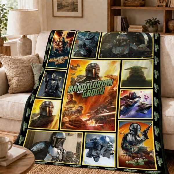 The Mandalorian and Grogu Throw Blanket, Star Wars Keepsake Gift