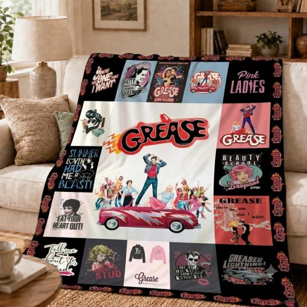 Grease Throw Blanket, Retro Musical Movie Art Throw