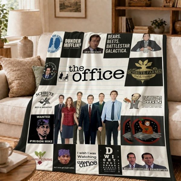 The Office Throw Blanket, Nostalgic Sitcom Collage Art Throw