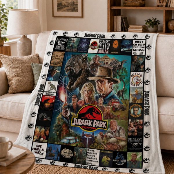 Jurassic Park Throw Blanket, Classic Sci-Fi Keepsake Gift