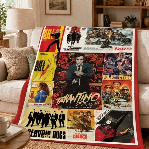 Quentin Tarantino Throw Blanket, Cinematic Poster Art Keepsake