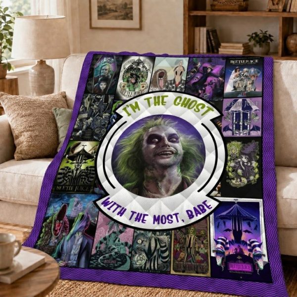 Beetlejuice Throw Blanket Retro Spooky Film Gift