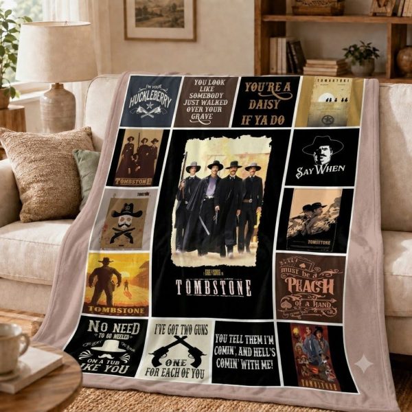Tombstone Throw Blanket, Retro Western Throw