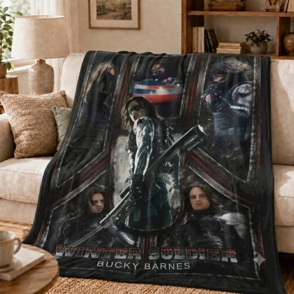 Bucky Barnes Throw Blanket, Cozy Marvel Fan Gifts