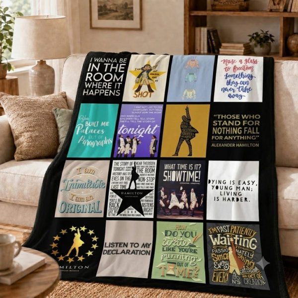 Hamilton Throw Blanket, Broadway Musical Theater Art Throw