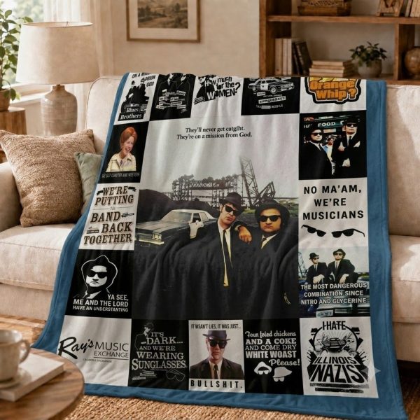 The Blues Brothers Throw Blanket, Nostalgic Cinematic Home Decor Throw
