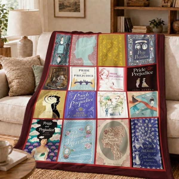 Pride and Prejudice Throw Blanket, Vintage Literary Art Throw