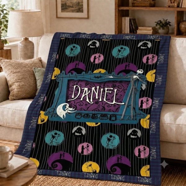 The Nightmare Before Christmas Throw Blanket, Personalized Gothic Gift