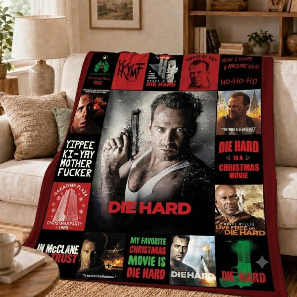 Die Hard Throw Blanket, Cult Classic Cinematic Home Decor Throw
