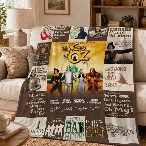 The Wizard of Oz Throw Blanket, Retro Fantasy Movie Art Throw