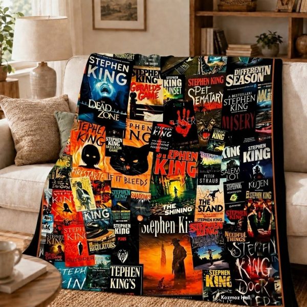 Stephen King Throw Blanket, Horror Book Lover Keepsake Gift