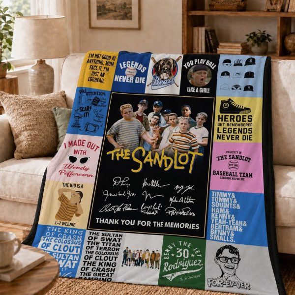 The Sandlot Throw Blanket, Retro Baseball Movie Art Throw