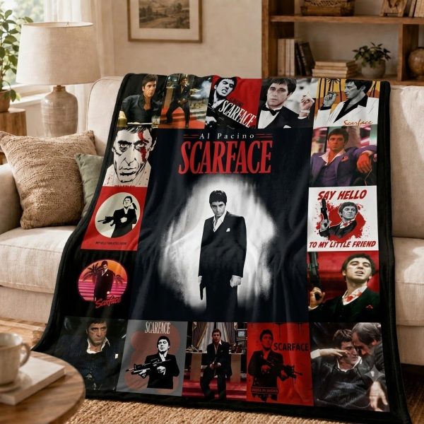 Scarfaces Movie Throw Blanket, Retro Movie Fan Gift