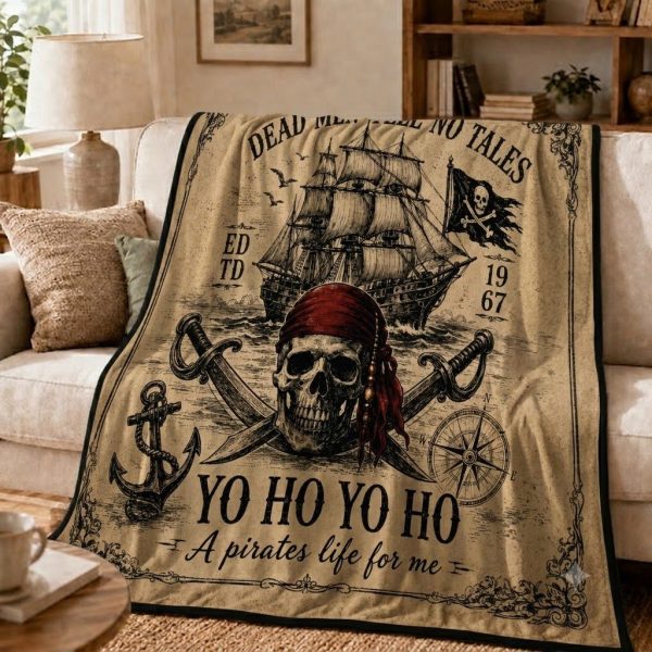 Pirates of the Caribbean Throw Blanket, Dead Men Tell No Tales Keepsake Gift