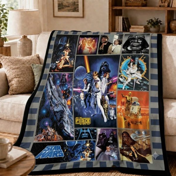 Star Wars Throw Blanket, Retro Sci-Fi Space Opera Art Throw