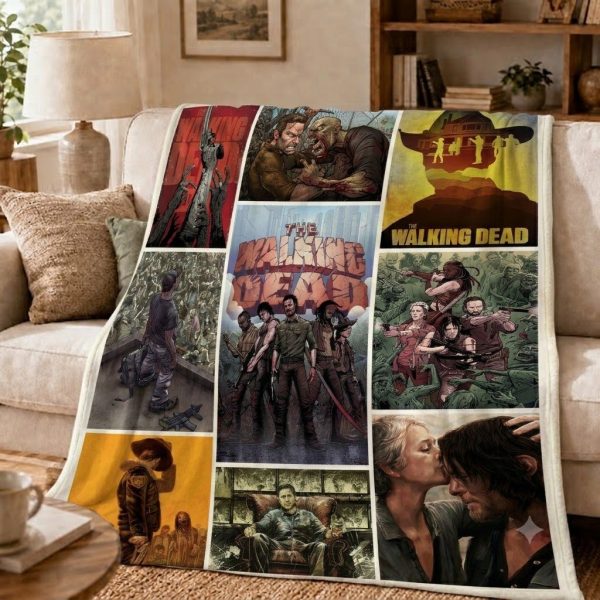 The Walking Dead Throw Blanket, Post-Apocalyptic Comic Art Throw
