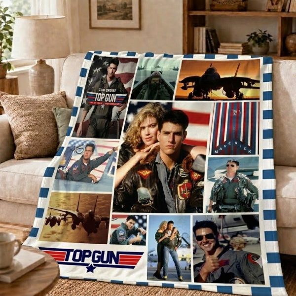 Top Gun Throw Blanket, Cinematic Aviation Home Decor Throw