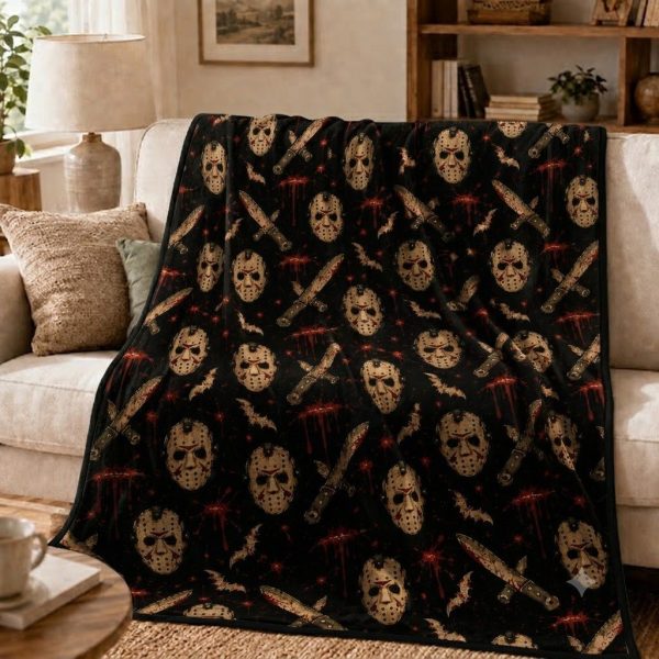 Friday The 13th Throw Blanket, Spooky Halloween Home Decor Throw