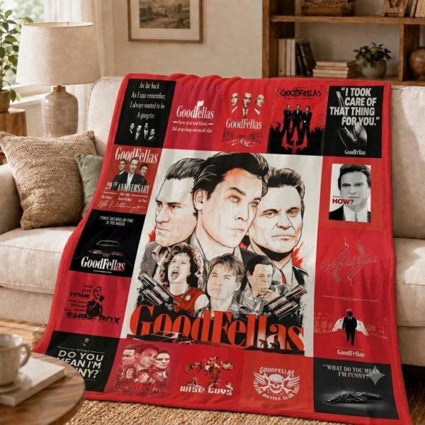 Goodfellas Throw Blanket, Vintage Mafia Graphic Keepsake