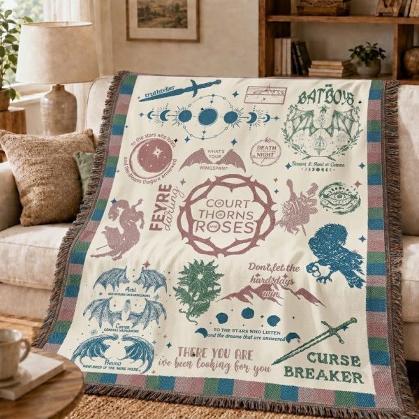 Court of Thorns and Roses Woven Blanket, Bookish Cozy Home Throw