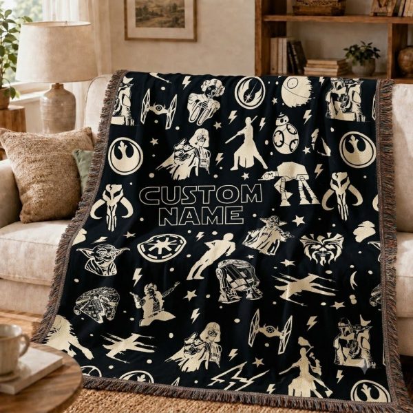 Custom Star Wars Woven Blanket, Personalized Galaxy Throw