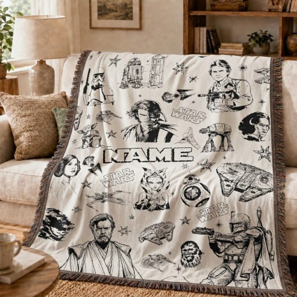 Custom Star Wars Woven Blanket, Personalized Galactic Throw