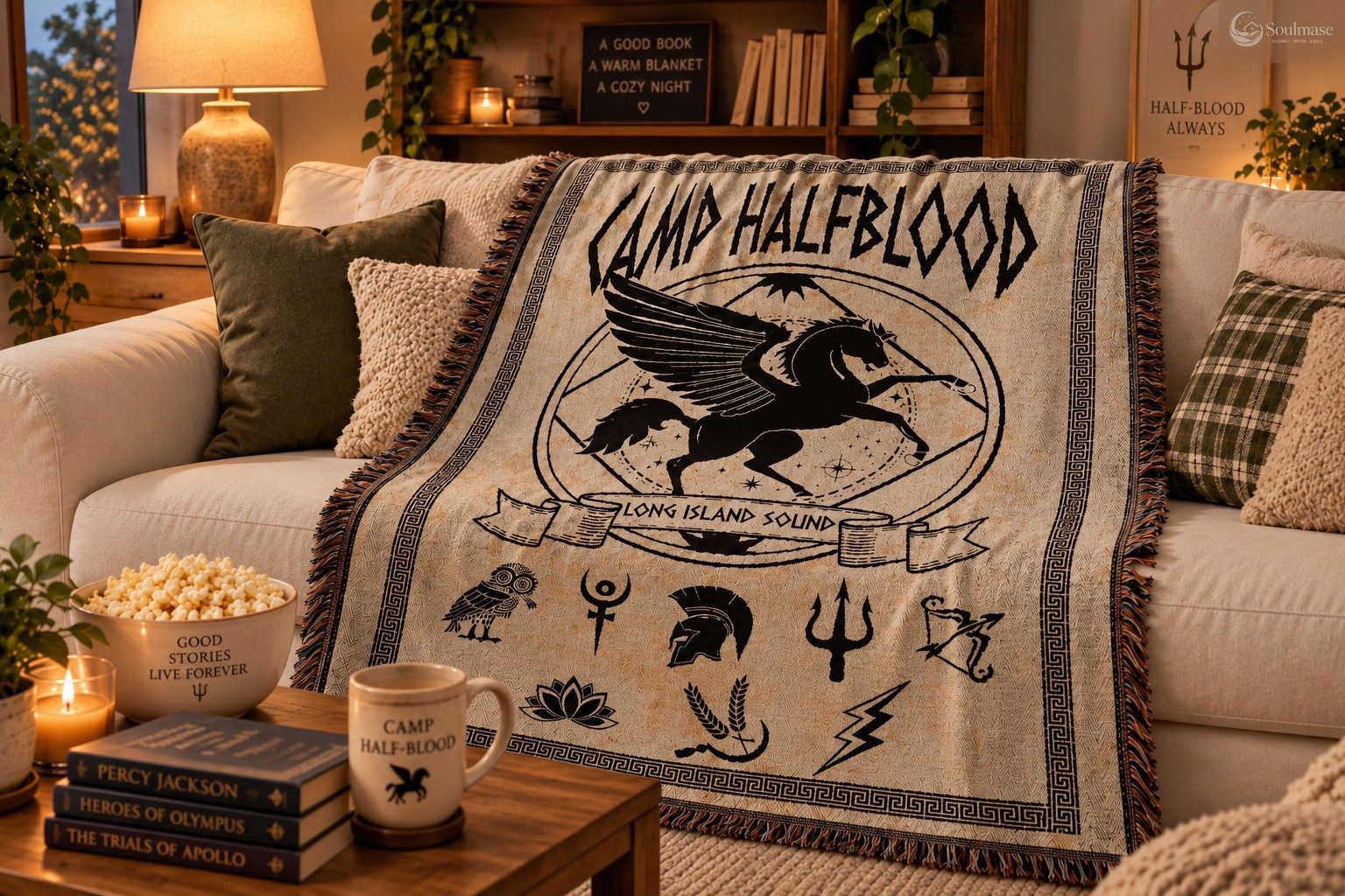 A cozy living space layered with a textured fandom throw blanket creates an instant sense of warmth and belonging